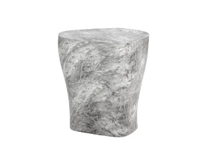 Sunpan DALI Large Marble-Look End Table - Grey Curvy Design for Modern Living Spaces, Easy Care & Versatile 107468