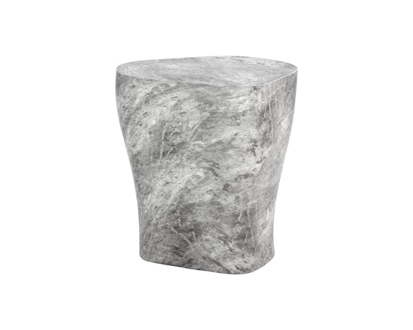 Sunpan DALI Large Marble-Look End Table - Grey Curvy Design for Modern Living Spaces, Easy Care & Versatile 107468