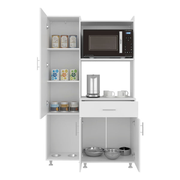 English Elm Barbados Dark Walnut Pantry Cabinet with Drawer Double Doors and Interior Shelving B097P474302