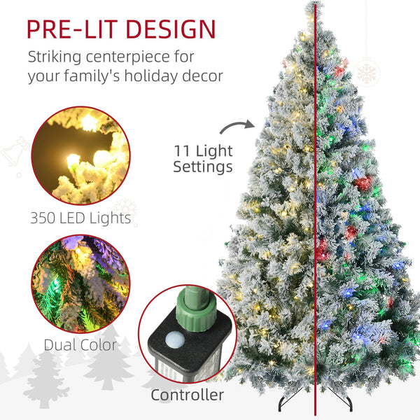 English Elm Homcom 6Ft Prelit Artificial Christmas Tree With 607 Snow-Flocked Branches & 350 Led Lights Option W2225P249642