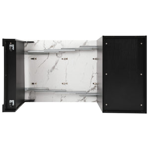 English Elm K&K Modern Extendable 59.5" Kitchen Island with Double-Sided Storage, Power Outlet & Casters Black N707S000017B