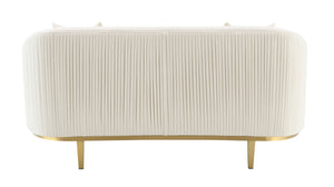 English Elm Martina Velvet Ivory Loveseat with 2 Accent Pillows – Full Foam, Wooden Frame, KD Metal Legs, 440lb Capacity B2726P357498