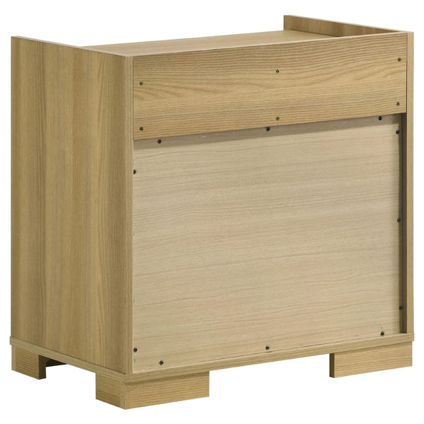 English Elm Lincoln Queen Bedroom Set with Led Headboard Italian Modern Natural Wood Finish B062S01836