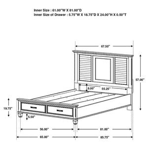 English Elm Capistrano Rustic Distressed White Queen Bed with 2 Drawers, High Louvered Headboard & Tapered Feet B062S00932
