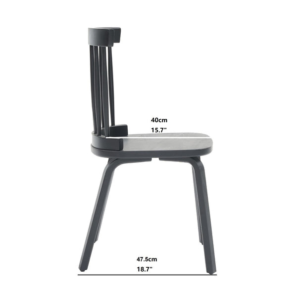 English Elm Windsor Dining Chairs Set Of 4, Ergonomic Spindle Back, Black Wood For Farmhouse & Modern Décor W2069P293308-GIGA