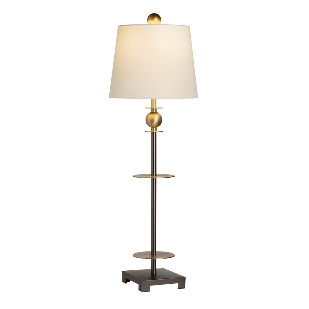 Crestview Collection 37.25"H Metal Buffet Lamp - Modern Transitional Style With Brass Accents & White Linen Shade For Elegance   Cvaer1989