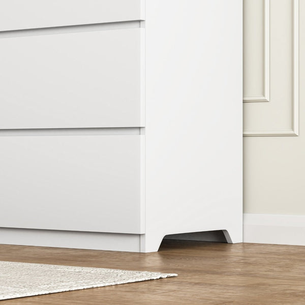 English Elm 8 Drawer Tall Chest Slim Particleboard Build Smooth Gliding Storage for Bedroom Closet White W409S00030