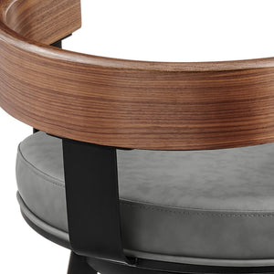 English Elm Idris Swivel Barstool with Iron Frame Walnut Footrest and Faux Leather Seat B2736P464815