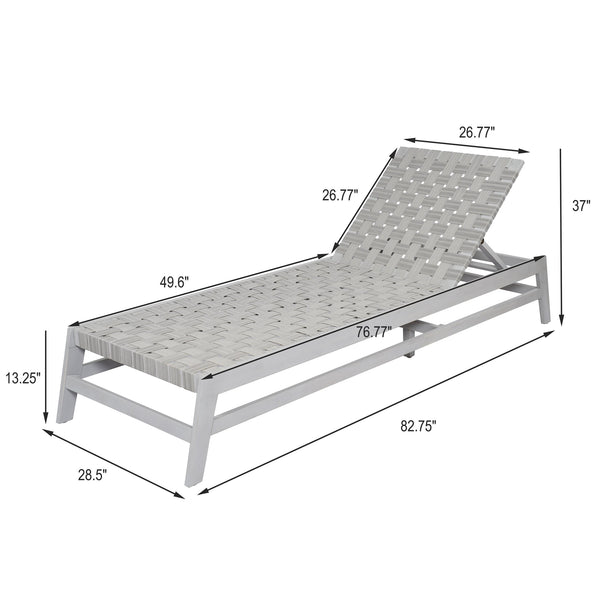 English Elm Christopher Knight Home® - Outdoor Rope Chaise Lounge with Acacia Wood Frame and Adjustable 4-Position Recline for Patio Comfort Grey,LIGHT GREY 84.84 L x 29.13 W x 5.78 H N776P288556G