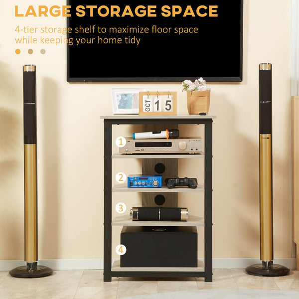 English Elm HOMCOM Corner TV Stand with 4-Tier Shelves, Steel Frame & Cable Management for Small TVs (Gray) W2225P200542