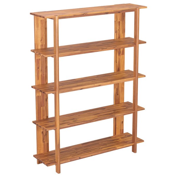 English Elm Christopher Knight Home® - Big 4-Tier Wooden Open Bookcase Acacia Wood Teak Finish — Sturdy 4-Shelf Display, 180 lb Capacity, Anti-Tip Stabilizer (75.5 x 19.5 x 11.4) N758P303160T