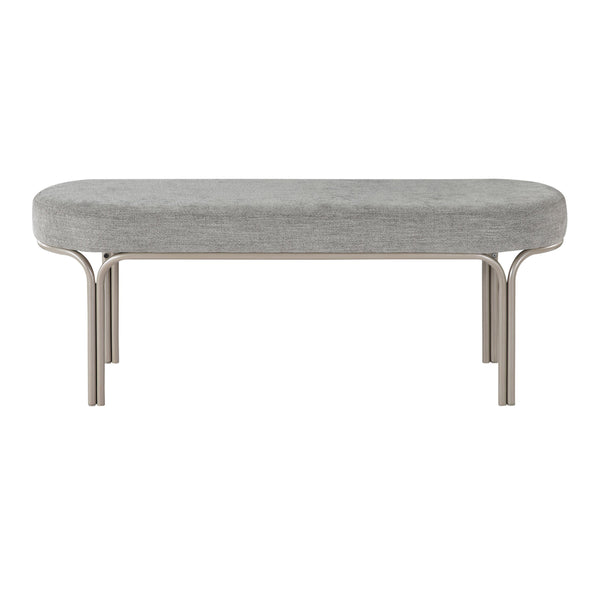 English Elm Modern Upholstered Bench with Channel Tufting and Plush Foam Seat on Sleek Metal Frame for Entryway Champagne,Gray 50.5 L x 19.25 W x 13.25 H B011P361972