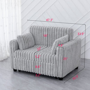 English Elm 3 in 1 Convertible Sleeper Sofa Bed with Plush Fabric, Spring Support, Cozy Skin-Friendly Comfort Light Gray W1767P195964