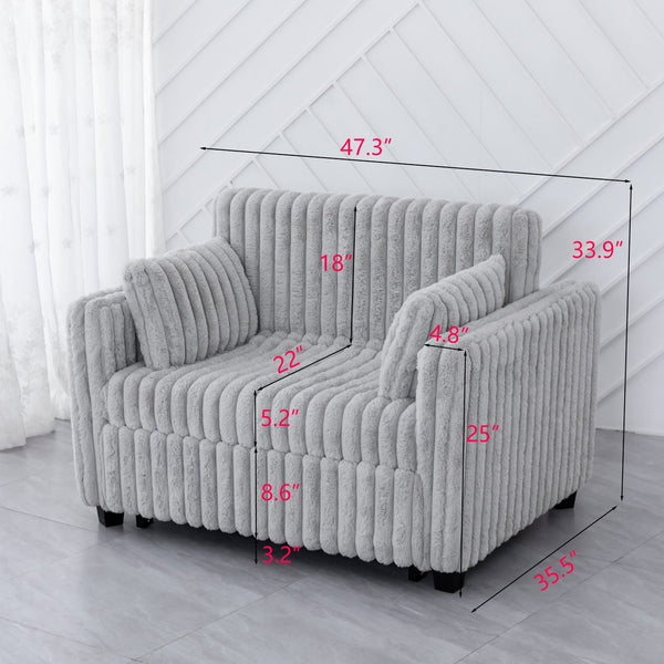 English Elm 3 in 1 Convertible Sleeper Sofa Bed with Plush Fabric, Spring Support, Cozy Skin-Friendly Comfort Light Gray W1767P195964