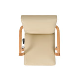 English Elm Dumont Modern Farmhouse High Back Executive Home Office Chair, Neutral Cream Beige Leather & Natural Wood