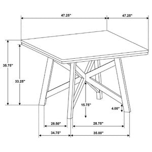 English Elm Maxine Brown Square Counter Dining Set with Mindi Veneer Table and Upholstered Chairs B062S01452