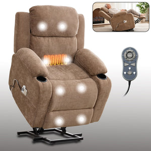 English Elm Infinite Power Lift Recliner with Massage Heat Usb Port and Cup Holders for Seniors W5029P388739