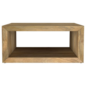 English Elm Mesa Solid Mango Wood Square Coffee Table with Open Shelf for Organic Living Rooms B062P440316