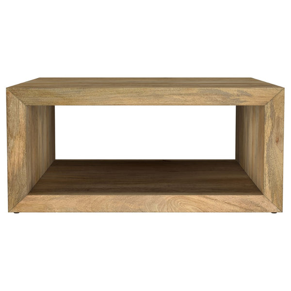 English Elm Mesa Solid Mango Wood Square Coffee Table with Open Shelf for Organic Living Rooms B062P440316
