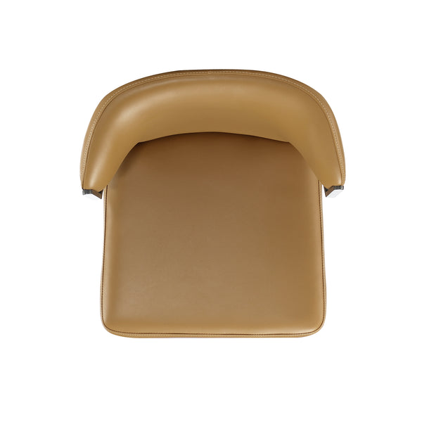 English Elm Kirsten Wood Vegan Leather Dining Chair with Plush Foam Seat, Grey Metal Frame, Industrial Chic Finish Camel B365P397840