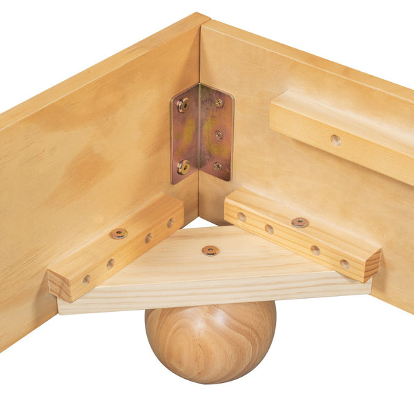 English Elm Christopher Knight Home® - Natural Queen Size Wood Bed Frame with Slatted Headboard, Rattan Breathable Design & Sturdy Metal Base N758Q640607N