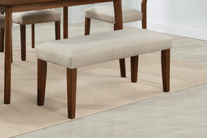 English Elm Mid-century1pc Plush Upholstered Bench with Warm Wood Finish — Mid-Century Dining Seat, 44.9" x16.5" x19.7" Brown 18.25 L x 45.5 W x 6.25 H B011P373672