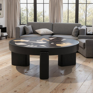 English Elm Fun Art Hand-painted Italian Minimalist Square Coffee Table for Contemporary Living Rooms T5686P508400