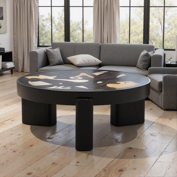 English Elm Fun Art Hand-painted Italian Minimalist Square Coffee Table for Contemporary Living Rooms T5686P508400