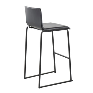 English Elm Mara Contemporary Black Barstool Set Of 2 - Stylish Faux Leather & Steel For Modern Dining Spaces B202P222233