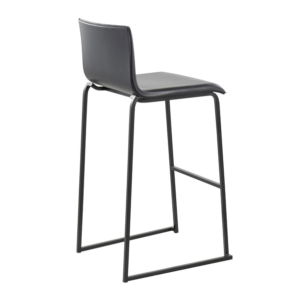 English Elm Mara Contemporary Black Barstool Set Of 2 - Stylish Faux Leather & Steel For Modern Dining Spaces B202P222233