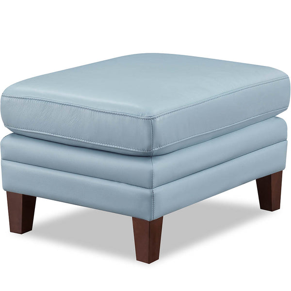 English Elm Arvo Leather Ottoman with Pocket Coil Cushions, Feather & Memory Foam Comfort, Durable Frame (30x23x14.5) Blue B2705P338113