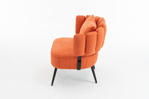 English Elm Decorative Chenille Barrel Tub Chair with Pocket Coil Cushion for Cozy Reading Nooks Orange W5188P462023