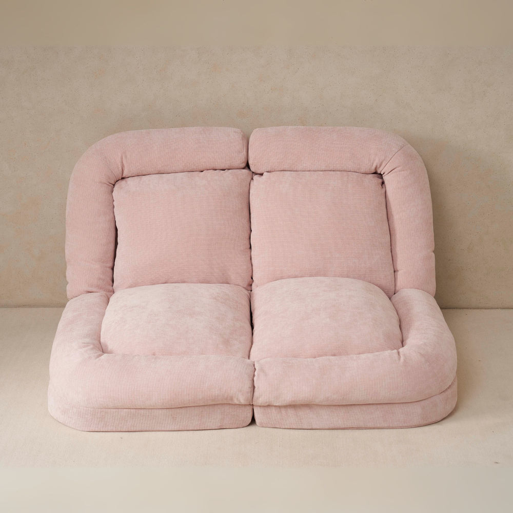 English Elm Convertible Fold-Out Double Sofa Bed with Thick Cushioning, Adjustable Backrest & Space-Saving Design Pink W244S00003