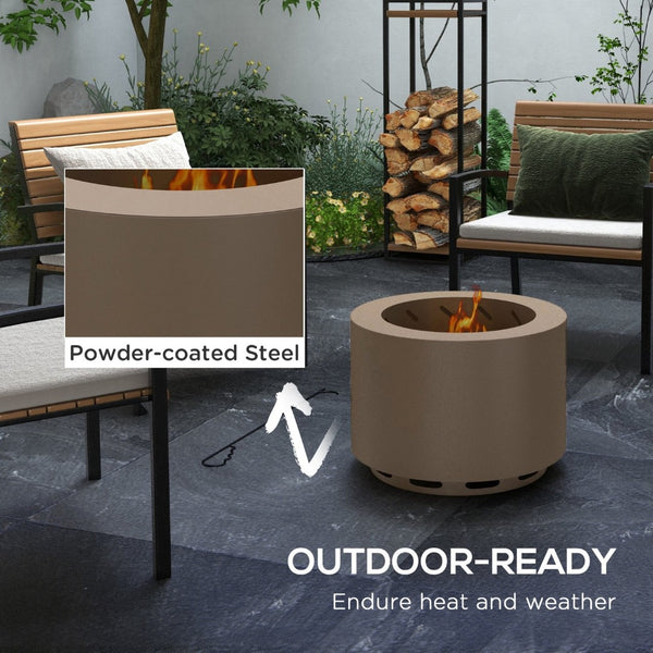 English Elm Outsunny 19 Inch Stainless Steel Wood Burning Fire Pit with Secondary Combustion Design W2225P174294