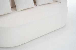 English Elm 3 Seater Convertible Sofa Bed with Chenille Upholstery and High-Density Sponge for Superior Comfort and Support Ivory T3903P379836