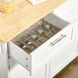 English Elm HOMCOM 41" Rolling Kitchen Island Cart with Rubberwood Top, Drawers, Shelves & Locking Casters W2225P173897