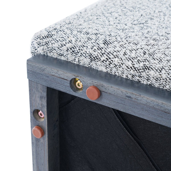 English Elm Square Woven Loop Yarn Ottoman Textural Upholstered Footrest for Modern Living Rooms N769P350123B