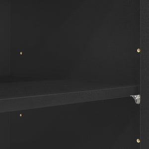 English Elm 4-Piece Modern Entertainment Center Wall Unit with Tempered Glass Doors, Adjustable Shelves, Designer Bridge and Cable Management for Spacious Living Room Storage Black N721S000052B