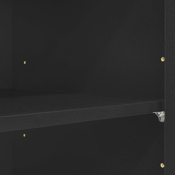 English Elm 4-Piece Modern Entertainment Center Wall Unit with Tempered Glass Doors, Adjustable Shelves, Designer Bridge and Cable Management for Spacious Living Room Storage Black N721S000052B