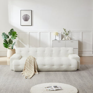 English Elm [video]87.4-inch Cloud Series Chenille Three-seater Sofa with Tufted Square Arms for Living Rooms White W3505P383948