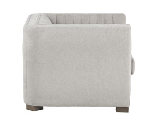 Sunpan Caitlin Armchair - Modern Channel Tufted Design in Hemingway Silver with Antique Brass Feet, Stylish!