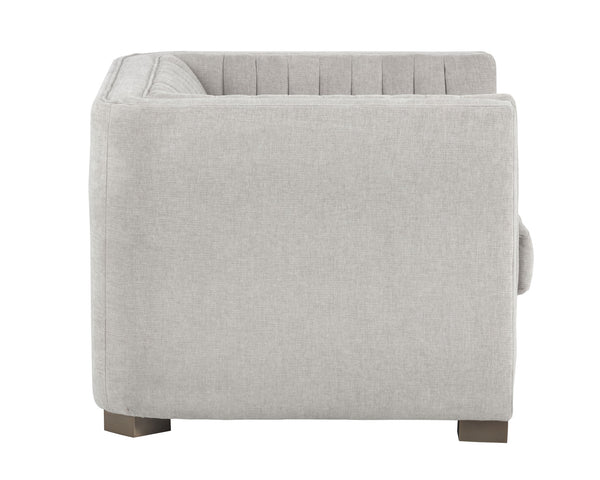 Sunpan Caitlin Armchair - Modern Channel Tufted Design in Hemingway Silver with Antique Brass Feet, Stylish!