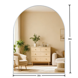 English Elm 30x36 Arched Bathroom Mirror with Anti-Rust Metal Frame, Shatterproof HD Glass, Easy Install Silver W2203P387491