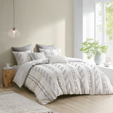 INK+IVY Kara  3 Piece Cotton Jacquard Duvet Cover Set II12-1268 Ivory