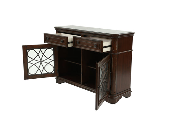 English Elm Traditional Elegant Server with Spacious Drawers and Cabinet Storage for Dining Room Organization and Style Dark Oak 59 L x 44 W x 27 H B011P395603