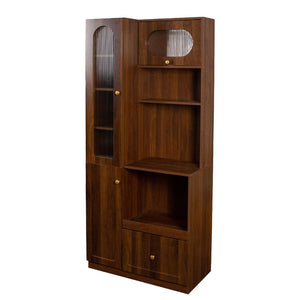 English Elm Kitchen Farmhouse Pantry Cabinet Tall Freestanding Three Door Pull Out Organizer W331S00212