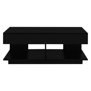English Elm U-Can Extendable Coffee Table with Bluetooth 16-Color LED, Smooth Glide Top and Hidden Storage Space Black N724P290061B