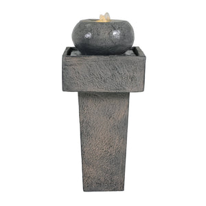 English Elm Christopher Knight Home® - 25.59"H Minimalist Concrete Column Fountain with LED Illumination, Durable Weatherproof Outdoor Accent N765P324547G