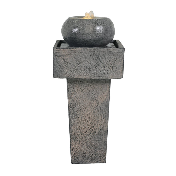 English Elm Christopher Knight Home® - 25.59"H Minimalist Concrete Column Fountain with LED Illumination, Durable Weatherproof Outdoor Accent N765P324547G