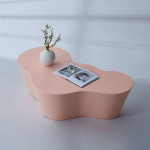 English Elm 50 Inch Sculptural Fiberglass Coffee Table Ready to Use Focal Point for Modern Living Rooms Pink W876P452392